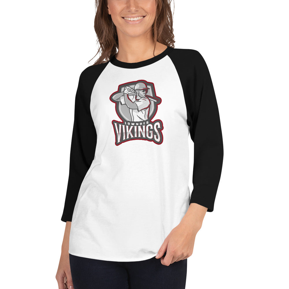 Lowndes Vikings Baseball 3/4 Sleeve Shirt